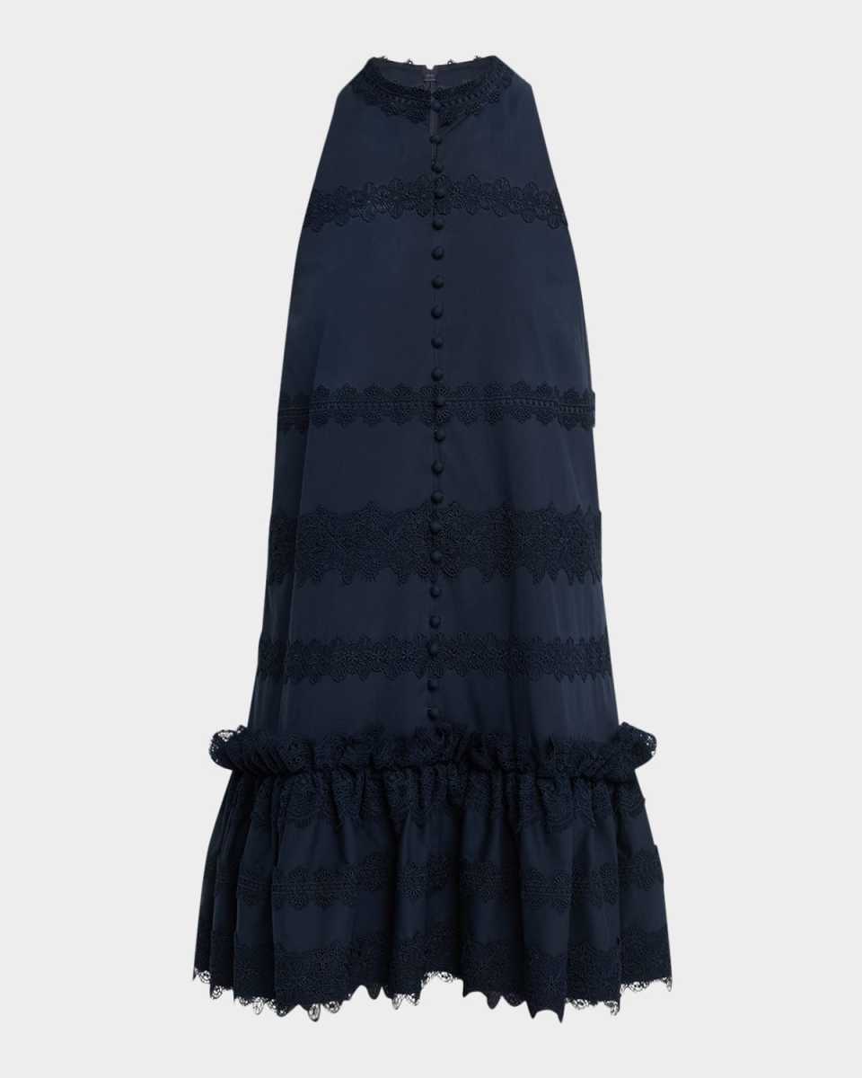 Malena Sleeveless Lace-Trim Mini Dress